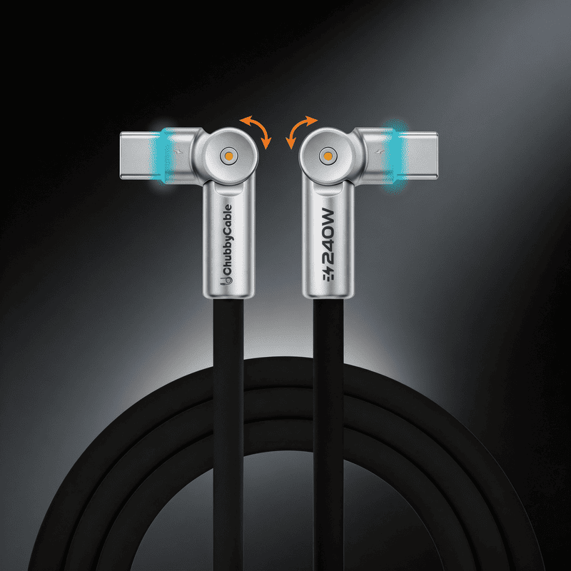 "Chubby RotateX" - 240W Dual 180° Rotating Fast Charging Cable With LED Light