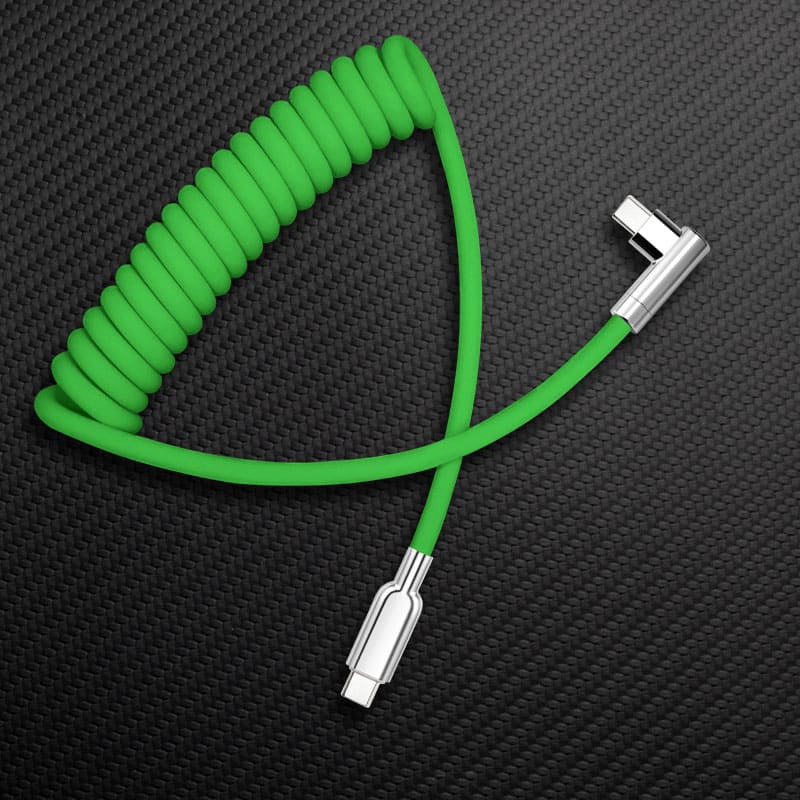Curly Chubby" 240W 90° Elbow Cable com conectores espelhados