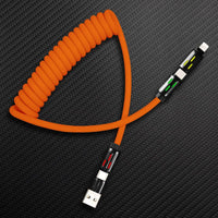 GlowCharge Pro" 240W 4-in-1 Spring Car Cable com Lights