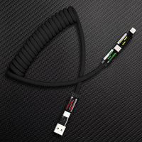 GlowCharge Pro" 240W 4-in-1 Spring Car Cable com Lights