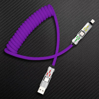 GlowCharge Pro" 240W 4-in-1 Spring Car Cable com Lights