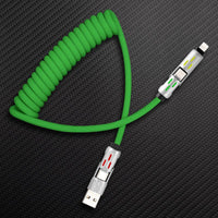 GlowCharge Pro" 240W 4-in-1 Spring Car Cable com Lights