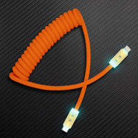 Curly Chubby" Silicone em espiral banhado a ouro Cabo de carregamento rápido