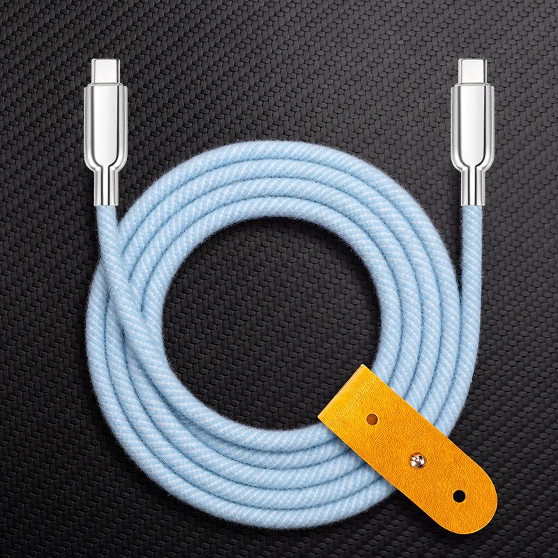 Thin Chubby" 240W Tricô entrançado Cabo de carregamento rápido com conectores espelhados