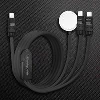 ChubbyCable Tri-Flex 100W 3-em-1 Cabo de carregamento rápido com Soft Silicone & Apple Watch Charger